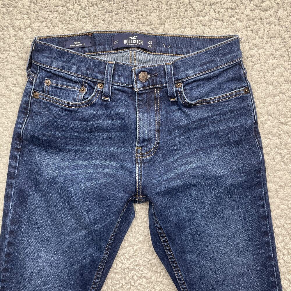 Hollister Jeans Womens 26X30 Blue Epic Flex Skinny Mid-Rise 28x28" Measurements - Picture 4 of 11